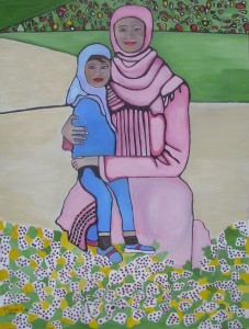 Mothers & Daughter With Scarves............................... (acrylic on canvas 30" X 40")